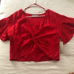 Red boutique crop blouse